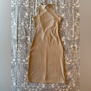 H&M Strappy Knit Midi Dress | Khaki | XS